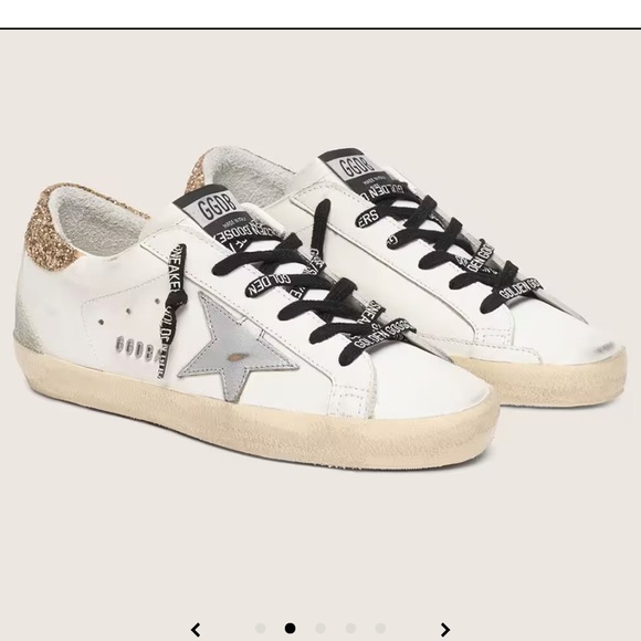 Golden Goose Shoes - Golden Goose Women's white leather Super-Star with glittery heel tab